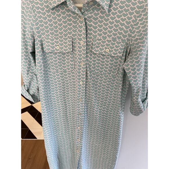 J McLauglin Womens Shirtdress Aqua XS Nylon Career Travel Preppy Packable - Picture 4 of 7